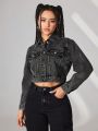 Washed Cropped Denim Jacket