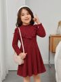 SHEIN Kids EVRYDAY Toddler Girls' Casual Comfortable Ruffle Trimmed Dress