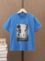 Teenage Boys' Street Style Casual Printed Short Sleeve T-shirt