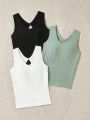 Women'S Solid Color V-Neck Sport Tank Top