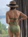 Women's Solid Color Hollow Bandeau Jumpsuit