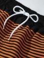 Men's Striped Drawstring Shorts Beach Pants