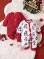 Baby Boy 2pcs Christmas Print Button Front Jumpsuit