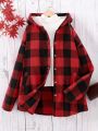 Teenage Girls' Hooded Checked Autumn/winter Coat