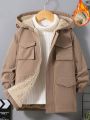 SHEIN Kids EVRYDAY Young Boy 1pc Flap Pocket Teddy Lined Hooded Coat