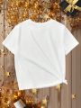 Female Teenagers Casual New Year 2024 Graphic Short Sleeve T-shirt Suitable For Summer