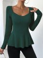 SHEIN Essnce Women's Off-shoulder Sweetheart Neckline Sweater With Drop Shoulder Sleeves