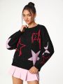 Le freak c est chic Casual Sweater With Map Print And Drop Shoulder Sleeve Design