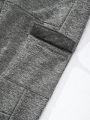 Men Letter Graphic Flap Pocket Split Hem Drawstring Waist Sweatpants