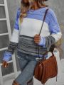 Women'S Color Block Drop Shoulder Sweater With Dropped Shoulder