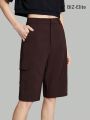 SHEIN BIZwear Women's Solid Color Cargo Knee-Length Shorts