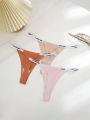 Women'S Letters Pattern Strap Thong Underwear (7pcs/Pack)