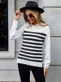 SHEIN LUNE Striped Pattern Split Hem Sweater Vest Without Blouse