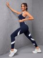 Women's Color Blocked Tank Top And Leggings Sportswear Set