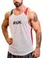 Running Men'S Mesh Athletic Tank Top With Letter Pattern