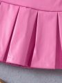 SHEIN Kids CHARMNG Girls' (Big) Party Shiny Sequin Jacket And Solid Color Pleated Skirt