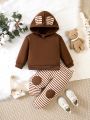 SHEIN Baby Boy 3D Ear Design Hoodie & Striped Pants