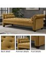 82 Inch End of Bed Bench with 2 Pillows Rolled Armed Ottoman Bench Velvet Bench Button Tufted Sofa Bench Upholstered Bench for Entryway, Living Room and Window