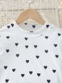 Teenage Girls' Heart Print T-Shirt And Elastic Waist Pants Set