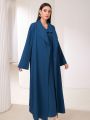 SHEIN Mulvari 2pcs/Set Shawl Collar Long Sleeve Jacket And V-Neck Sleeveless Dress