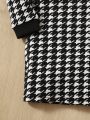 SHEIN Baby Houndstooth Print Mock Neck Dress