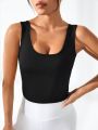 SHEIN Yoga Sxy Women's Solid Color Round Neck Sports Bra