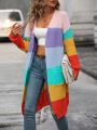 Color Block Drop Shoulder Duster Cardigan