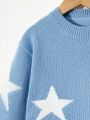 SHEIN Kids EVRYDAY Young Girl'S Star Design Sweater Pullover