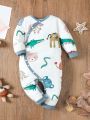 Baby Boys' Cartoon Animal Printed Long Sleeve Romper Jumpsuit