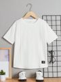 SHEIN Tween Boys' Casual Comfortable Plain Short Sleeve T-Shirt