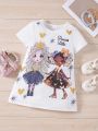 SHEIN Kids QTFun Toddler Girls' Cute Princess Patterned Dress