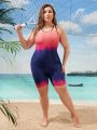 SHEIN Swim SPRTY Plus Size Ombre One Piece Swimsuit