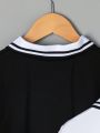 SHEIN Kids EVRYDAY Young Boy'S Color-Block Striped Polo Shirt