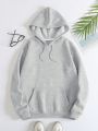 Wave Print Kangaroo Pocket Drawstring Thermal Lined Hoodie