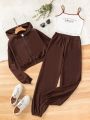 SHEIN Teen Girl Letter Graphic Contrast Binding Cami Top & Sweatpants & Hoodie