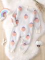 Baby Girl Strawberry Pattern Button Crotch Sweater Jumpsuit