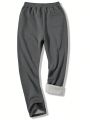 Manfinity Homme Men Drawstring Waist Teddy Lined Sweatpants