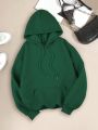 Women's Green Hooded Regular Fit Printed Sweatshirt