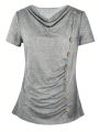 Women's Cowl Collar Loose Short Sleeve T-Shirt