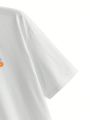 Ryuga Women'S Cartoon Flower & Letter Print Round Neck Short Sleeve Loose T-Shirt