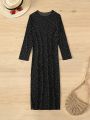 Teen Girl Round Neck Long Sleeve Cover Up Dress