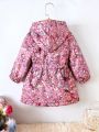 Baby Girl Allover Print Hooded Coat Without Sweater