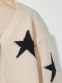 Girls' Star Pattern Cardigan Sweater For Toddler