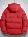 Manfinity Homme Men's Red Stitching Casual Hooded Padded Coat