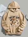 Boys Bear & Slogan Graphic Hoodie