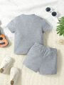 SHEIN Baby Boy Letter Graphic Tee & Shorts