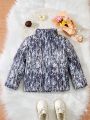 Baby Girl Allover Print Mock Neck Winter Coat