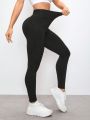 SHEIN Yoga Basic Women's Solid Color High Waist Compression Leggings With Butt Lift For Sports