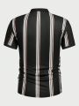 Manfinity Homme Men's Striped Knitted Casual Short Sleeve Polo Shirt