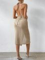 SHEIN Swim Chicsea Women's Halter Neck Strap Cover-up Dress